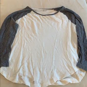 White and Gray Long Sleeve T Shirt